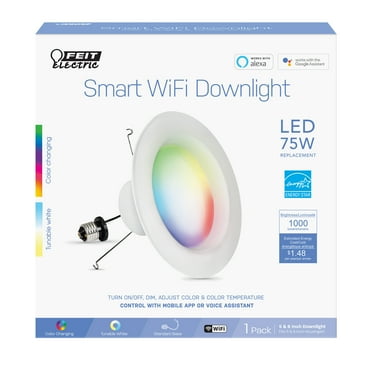 Feit Electric Smart LED 11.1W (75W Equivalent) RGBW/Tunable White Recessed Light, 6", E26, Dimmable