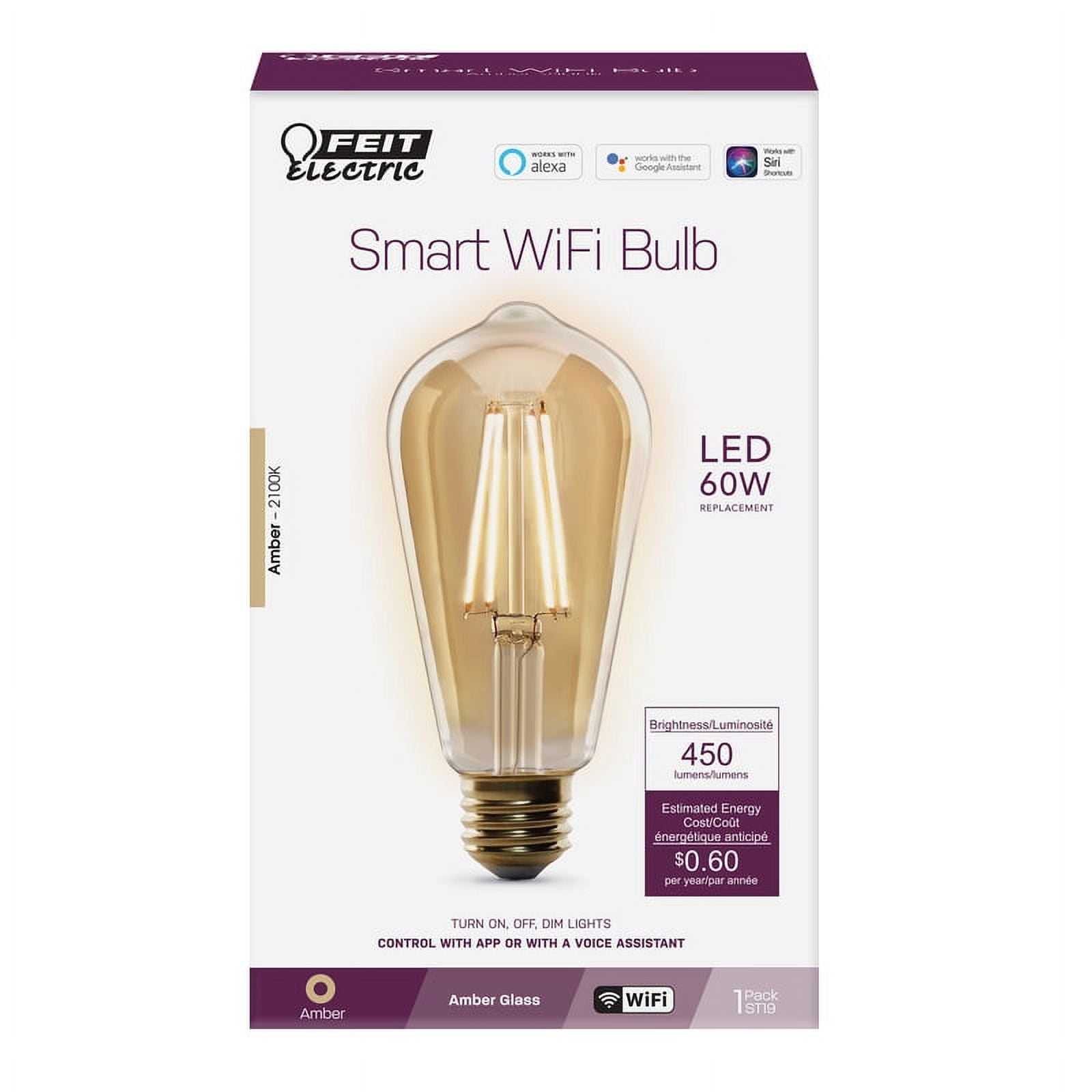 Feit Electric Smart LED 5W (60 Watt Equivalent) Soft White Light Bulb
