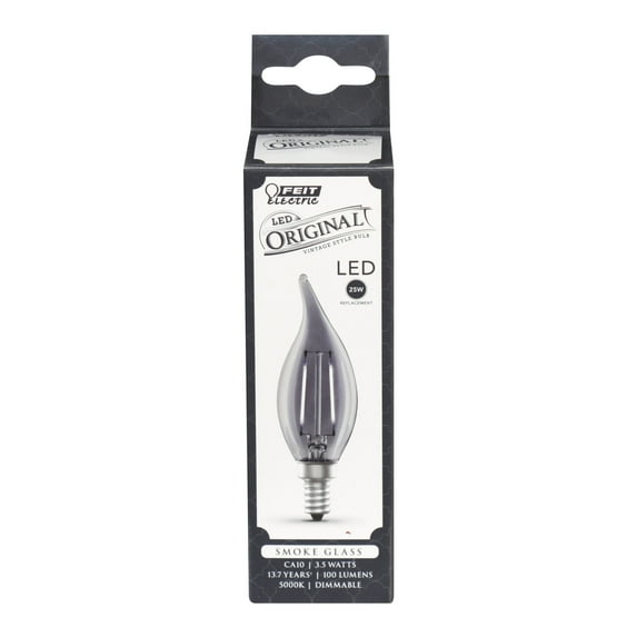 Feit Electric Vintage LED 3.5 Watts (25 Watt Equivalent) Daylight Light Bulb, CA10, E12, Dimmable
