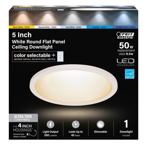 White Aluminum 4-Inch Round LED Flush Mount Downlight