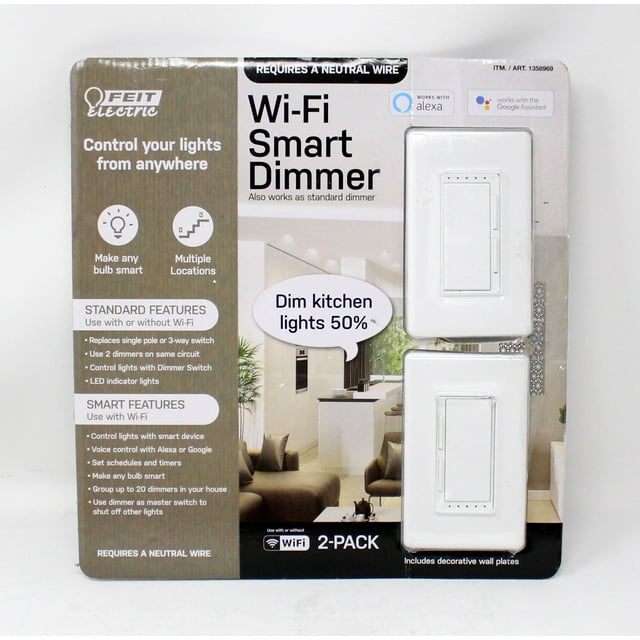 Feit Electric WiFi Smart Dimmer Switch, Requires Neutral Wire, Alexa