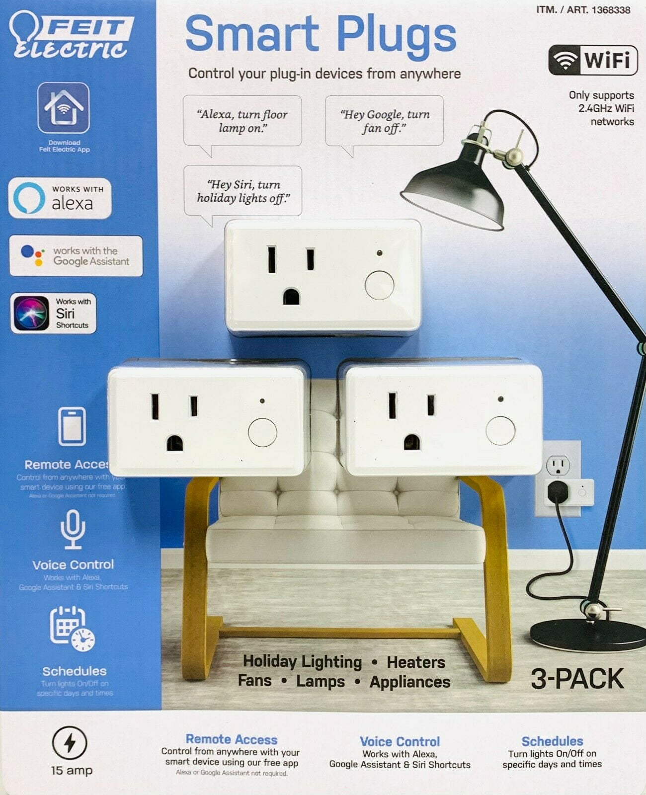 Feit Electric Wifi Smart Plugs (2) Works With Alexa, Siri & Google Home  - No Box 17801722161