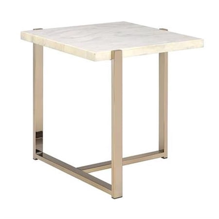 Feit End Table - Faux Marble & Champagne - 24 x 24 x 23 in.