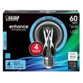 thumbnail image 1 of Feit Enhance A19 E26 (Medium) Filament LED Bulb Daylight 60 Watt Equivalence 4 pk, 1 of 16