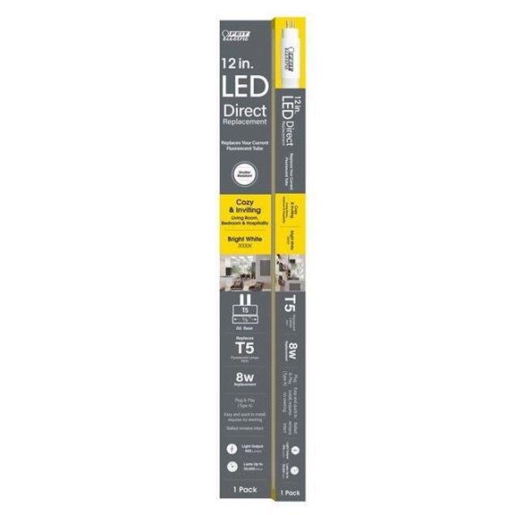 Feit General Purpose Bright White 12 in. Bi-Pin Linear LED Linear Lamp 8 Watt Equivalence 1 pk