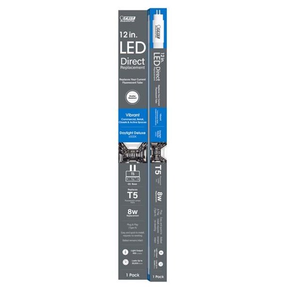Feit Electric 3011369 8W Equivalence General Purpose Daylight Deluxe 12 in. Bi-Pin Linear LED Linear Lamp, Pack of 6