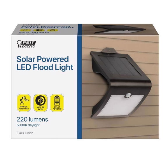 Feit Electric SV6-BLK-SOL V-Shaped Integrated LED Dusk to Dawn Solar Powered Outdoor Security Light, Black