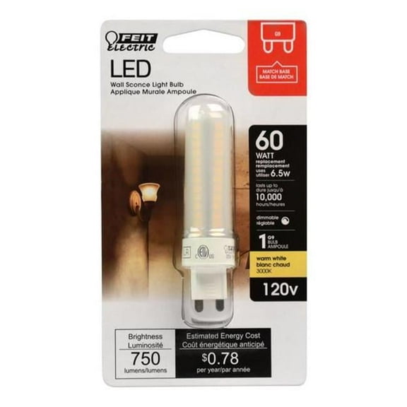 Feit LED Specialty T4 G9 LED Bulb Warm White 60 Watt Equivalence 1 pk