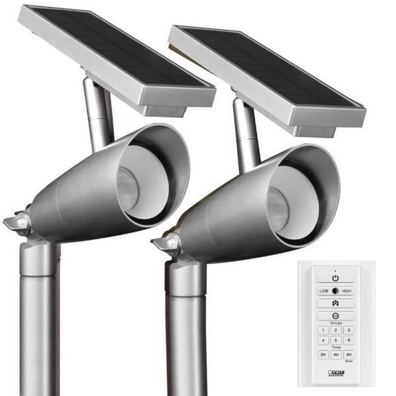 Feit OneSync Landscape Nickel Solar LED Spotlight Starter Kit, 2 Spotlights plus Remote