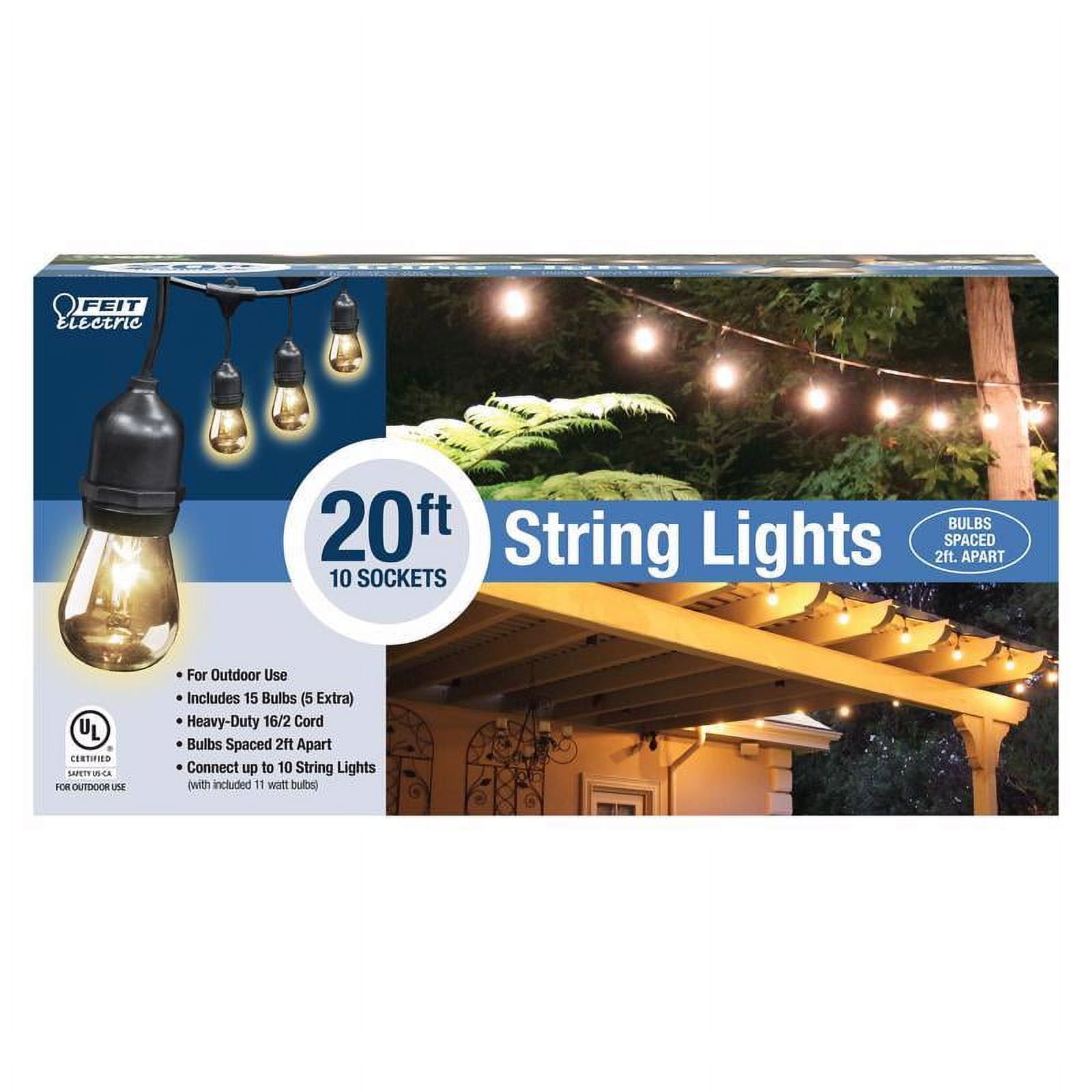 Feit 20ft Warm White Incandescent Outdoor String Light Set