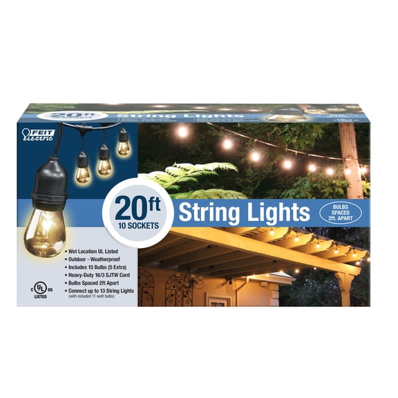 Feit Electric Incandescent String Light Set Clear 20 ft.