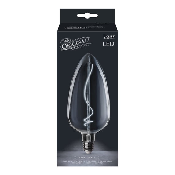 Feit Tear Drop E26 (Medium) Filament LED Bulb Smoke Daylight 60 Watt Equivalence 1 pk