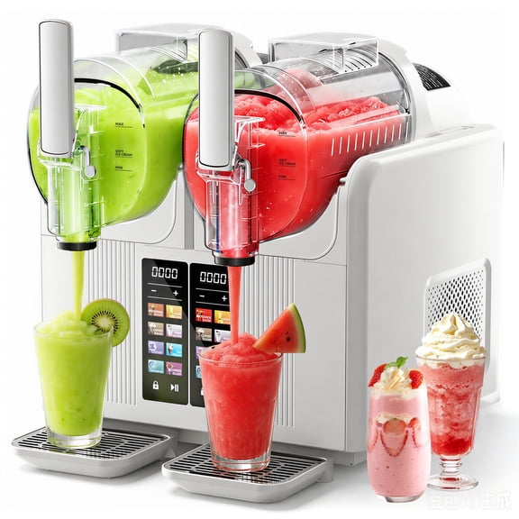 Feiwest Slushie Machine, 2 x 54oz Frozen Drink Maker with 8 Preset Programs, Adjustable Temperature & Texture, Margarita Machine for Cocktails
