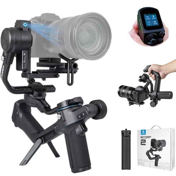 FeiyuTech SCORP 2 Gimbal, Built-in AI Tracking, 2.5kg Payload, Vertical Shooting for DSLR/Mirrorless, Touchscreen