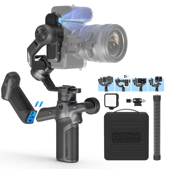 FeiyuTech SCORP Mini 3 Pro Kit Gimbal, AI Tracking 4.0, Detachable Handle, 4.4lb Payload, for Mirrorless/Smartphone/Action Cam