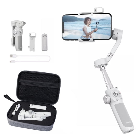 FeiyuTech VB4 Kit 3-Axis Gimbal for Smartphone with AI Face Tracking Sensor & Fill Light Module, built-in telescopic selfie pole, Carry Case