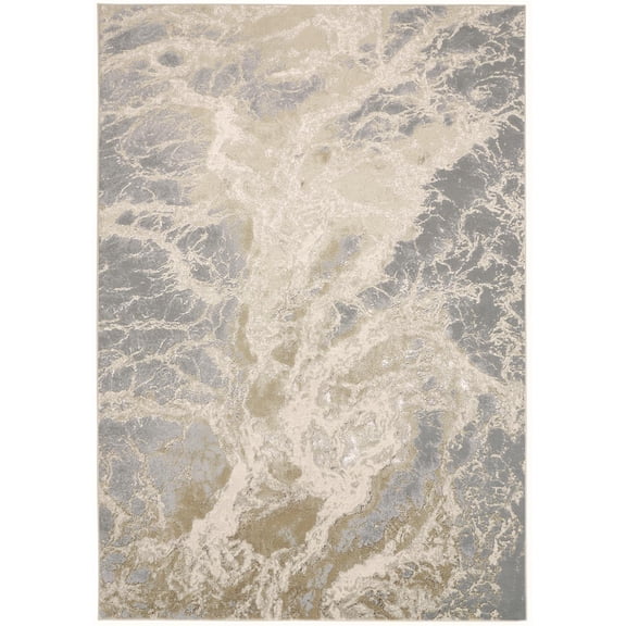 Feizy AUR3563FBGEGRYP18 Aura 1-3/4' X 2-3/4' Polyester And Polypropylene Abstract Indoor