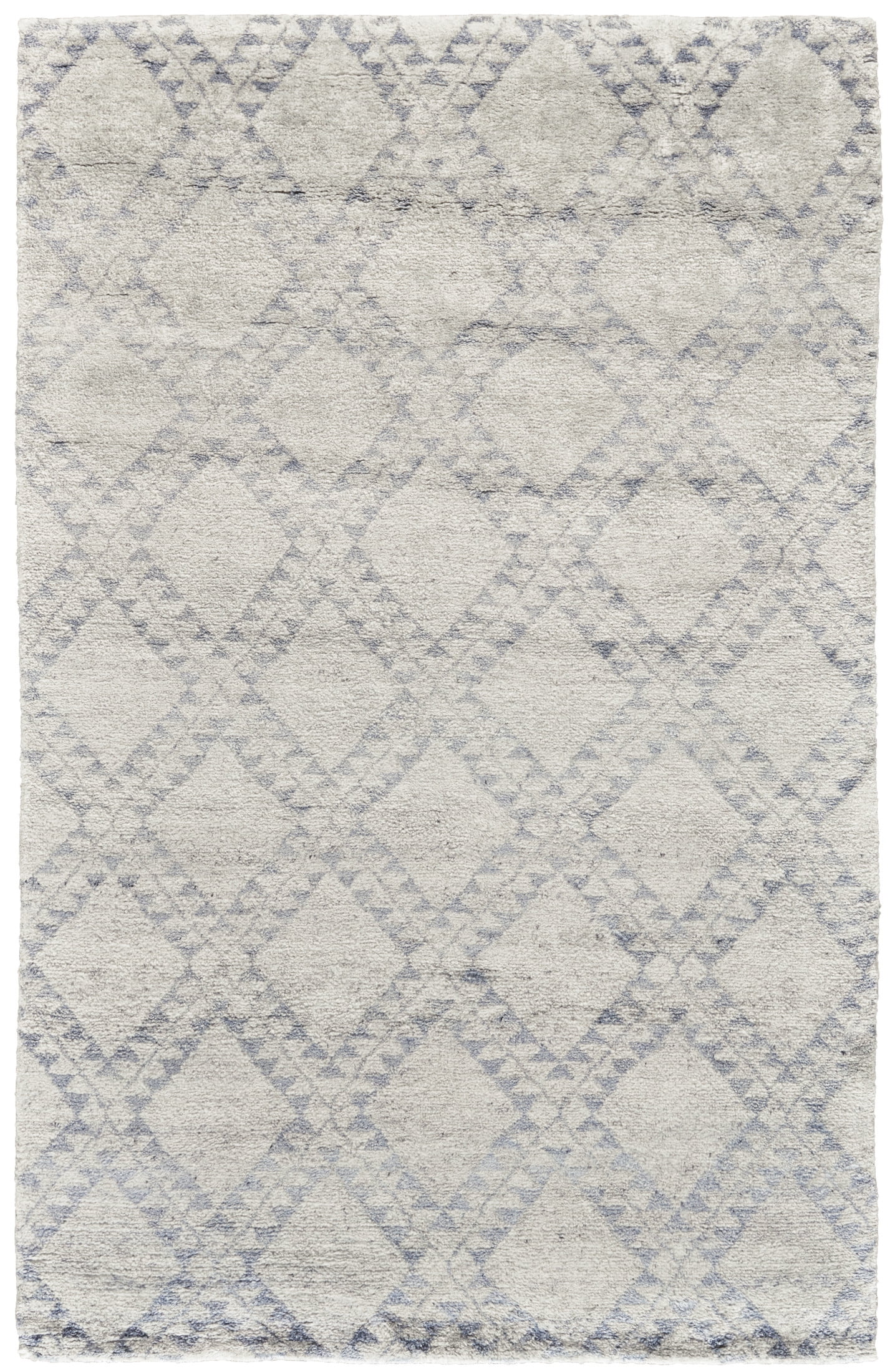 Ivory and Gray Geometric Wool Viscose 2' x 3' Rug