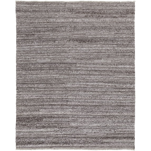 Feizy Alden Transitional Stripes, Taupe/Brown/Ivory, 10' x 14' Area Rug Stain Fade Resistant Handmade Casual Solid Floor Rug for Living room Bedroom