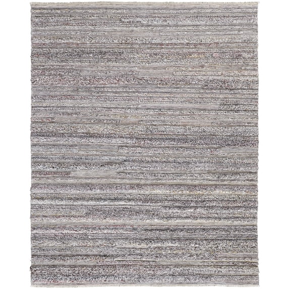 Feizy Alden Transitional Stripes, Taupe/Ivory/Red, 8' x 10' Area Rug Stain Fade Resistant Handmade Casual Solid Floor Rug for Living room Bedroom
