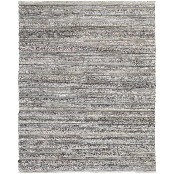 Feizy Alden Transitional Stripes, Taupe/Ivory/Red, 9' x 12' Area Rug Stain Fade Resistant Handmade Casual Solid Floor Rug for Living room Bedroom
