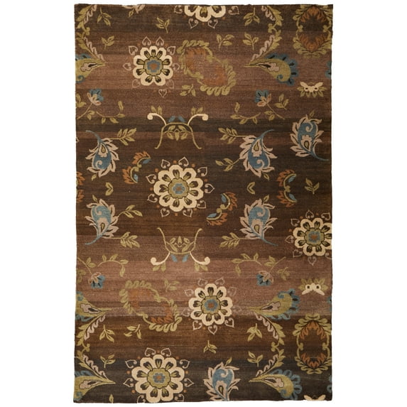 Feizy Amzad Transitional Floral & Botanical, Brown/Tan/Green, 7'9" x 9'9" Area Rug Easy Care Stain Resistant Water Resistant Classic Paisley Design Carpet for Living Dining Bed Room