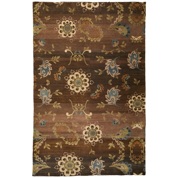 Feizy Amzad Transitional Floral & Botanical, Brown/Tan/Green, 8'6" x 11'6" Area Rug Easy Care Stain Resistant Pet & Kid Friendly Classic Paisley Floor Rug for Living room Bedroom
