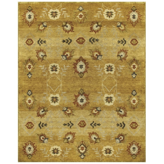 Feizy Amzad Transitional Floral & Botanical, Gold/Tan/Red, 5'6" x 8'6" Area Rug Easy Care Stain Resistant Water Resistant Cottage Design Carpet for Living Dining Bed Room