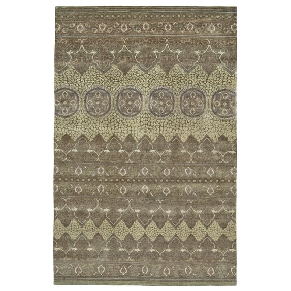 Feizy Anchala Traditional Damask, Green/Tan, 7'9" x 9'9" Area Rug Easy Care Stain Resistant Fade Resistant Casual Design Carpet for Living Dining Bed Room