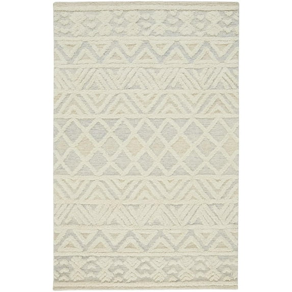 Feizy Anica Traditional Geometric, Ivory/Blue/Tan, 2' x 3' Accent Rug Easy Care Stain Resistant Moroccan Abstract Floor Rug for Living room Bedroom