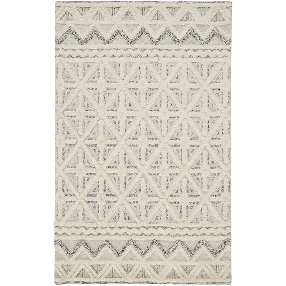Feizy Anica Transitional Geometric, Ivory/Black, 5' x 8' Area Rug Easy Care Stain Resistant Moroccan Moroccan Floor Rug for Living room Bedroom
