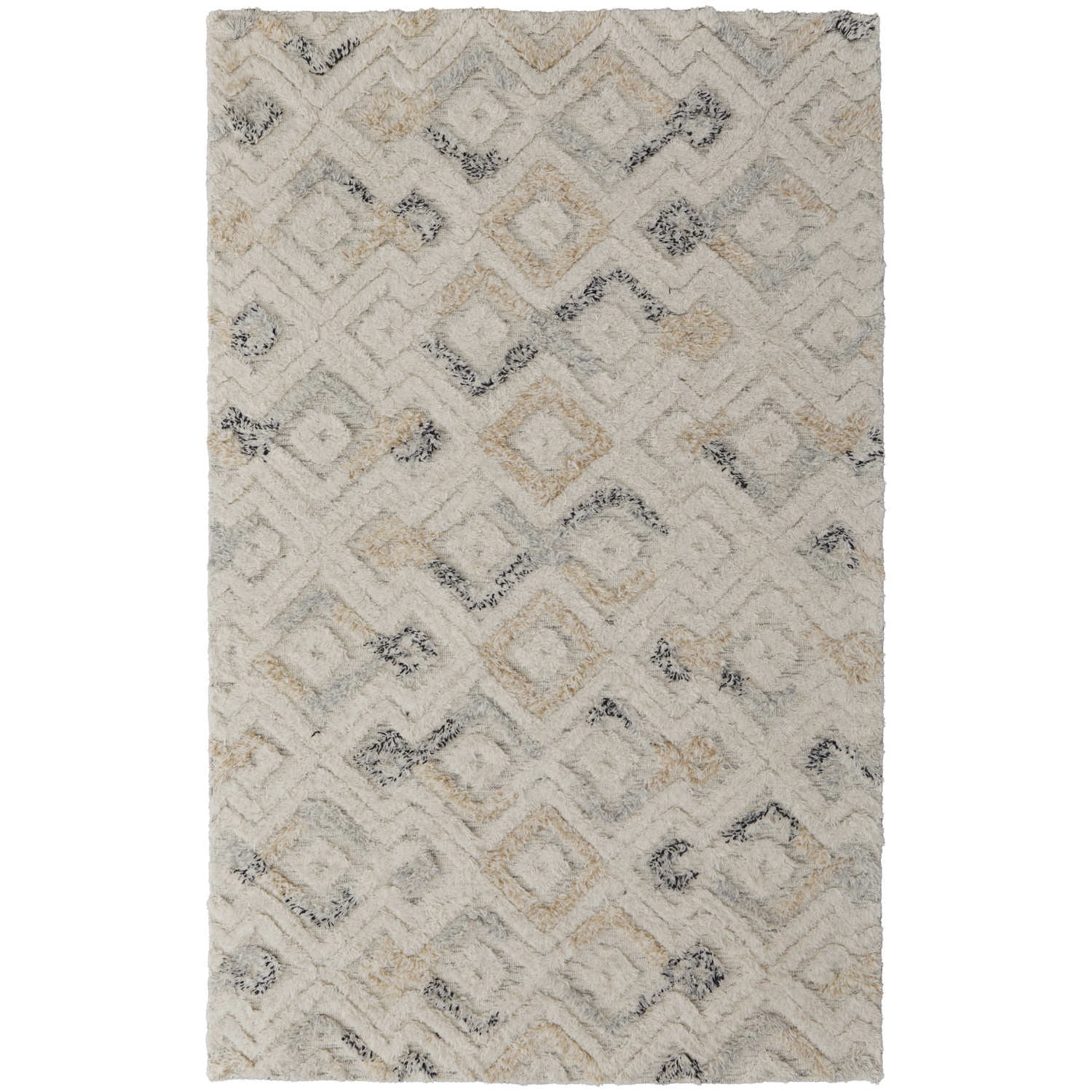 Nomadic Diamond Pale Blue Hand-Tufted Wool Area Rug - 2' x 3'