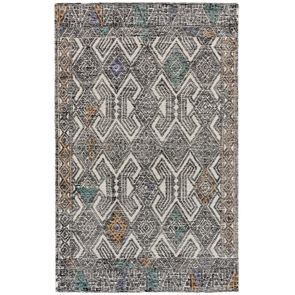 Feizy Arazad Transitional Geometric, Black/Ivory/Green, 5' x 8' Area Rug Easy Care Stain Resistant Water Resistant Global Moroccan Design Carpet for Living Dining Bed Room