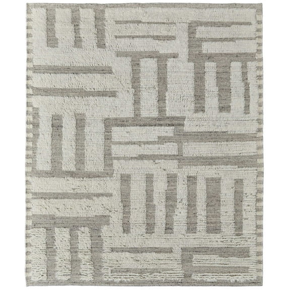 Feizy Ashby Transitional Geometric, Gray/Ivory, 2' x 3' Accent Rug Easy Care Stain Resistant Pet & Kid Friendly Farmhouse Floor Rug for Living room Bedroom