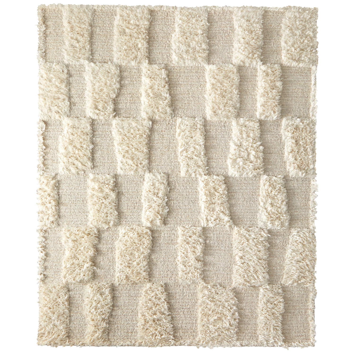 Ivory Geometric Handwoven Wool Rectangular Area Rug 2' x 3'