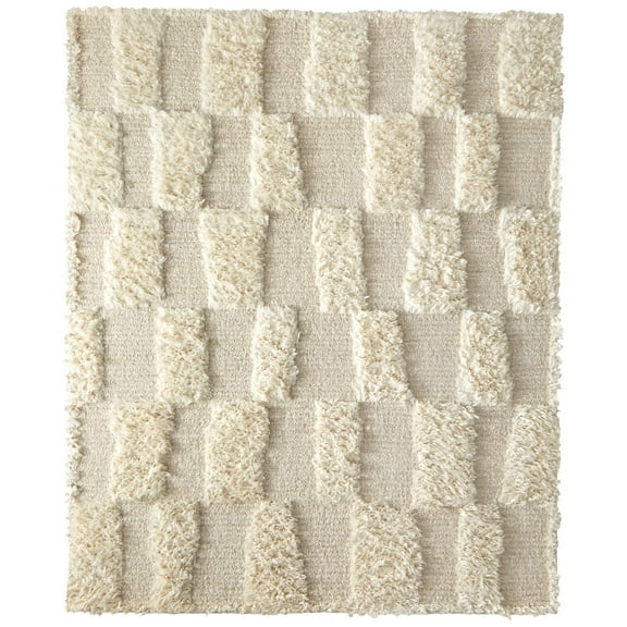 Feizy Ashby Transitional Geometric, Ivory, 2' x 3' Accent Rug Easy Care Stain Resistant Pet & Kid Friendly Mid-Century Modern Solid Floor Rug for Living room Bedroom