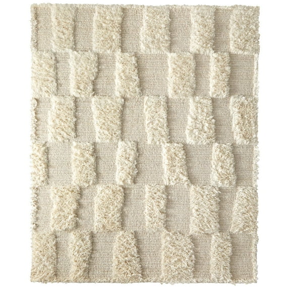 Feizy Ashby Transitional Geometric, Ivory, 9'6" x 13'6" Area Rug Easy Care Stain Resistant Pet & Kid Friendly Mid-Century Modern Solid Floor Rug for Living room Bedroom