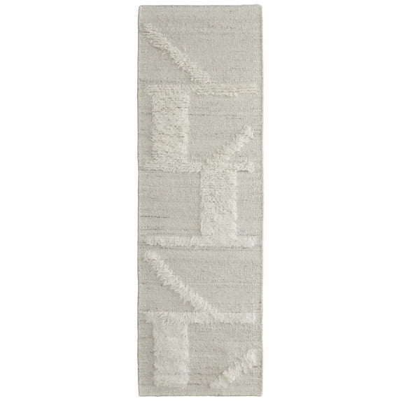 Feizy Ashby Transitional Geometric, Tan/Ivory, 2'6" x 10' Runner Easy Care Stain Resistant Pet & Kid Friendly Farmhouse Solid Floor Rug for Living room Bedroom
