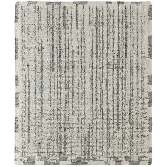 Feizy Ashby Transitional Stripes, Ivory/Gray, 3'6" x 5'6" Accent Rug Easy Care Stain Resistant Pet & Kid Friendly Casual Floor Rug for Living room Bedroom