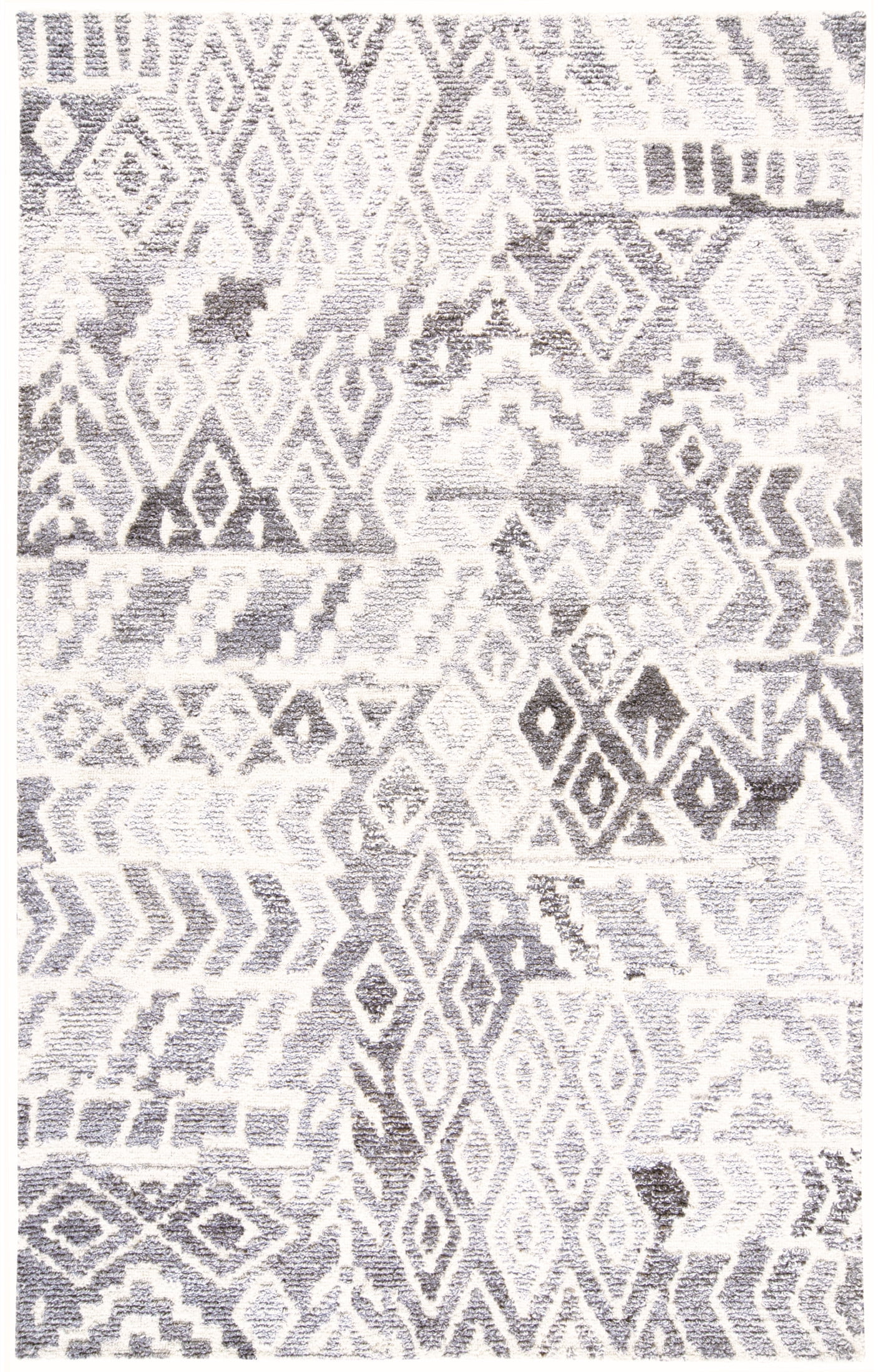 Gray Geometric Tufted Wool Viscose 8' x 10' Rug