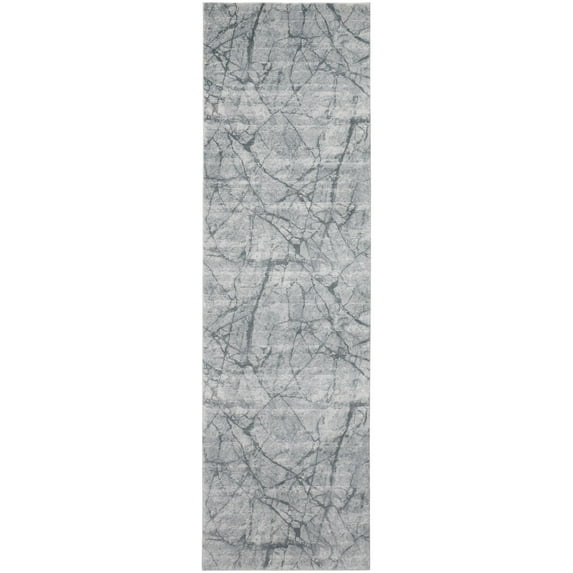 Feizy Atwell Transitional Abstract, Blue/Gray/Ivory, 2'8" x 8' Runner Easy Care Fade Resistant Stain Resistant Industrial Distressed Floor Rug for Living room Bedroom