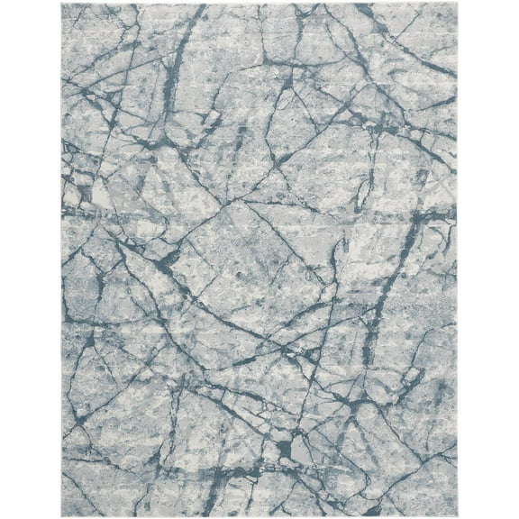 Feizy Atwell Transitional Abstract, Blue/Gray/Ivory, 5'3" x 7'6" Area Rug Easy Care Fade Resistant Stain Resistant Industrial Distressed Floor Rug for Living room Bedroom