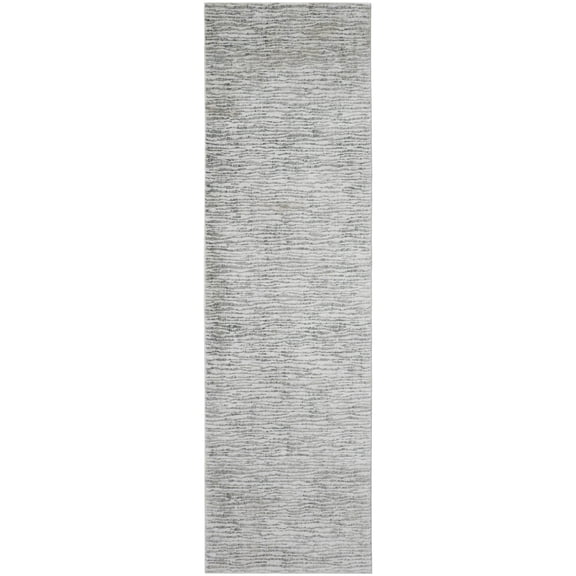 Feizy Atwell Transitional Abstract, Gray/Green/Ivory, 2'8" x 10' Runner Easy Care Fade Resistant Stain Resistant Industrial Stripes Floor Rug for Living room Bedroom