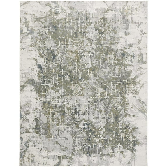 Feizy Atwell Transitional Abstract, Green/Gray/Ivory, 8' x 10' Area Rug Easy Care Fade Resistant Stain Resistant Industrial Watercolor Floor Rug for Living room Bedroom