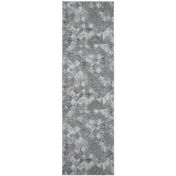 Feizy Atwell Transitional Abstract, Green/Ivory, 2'8" x 8' Runner Easy Care Fade Resistant Stain Resistant Casual Geometric Floor Rug for Living room Bedroom