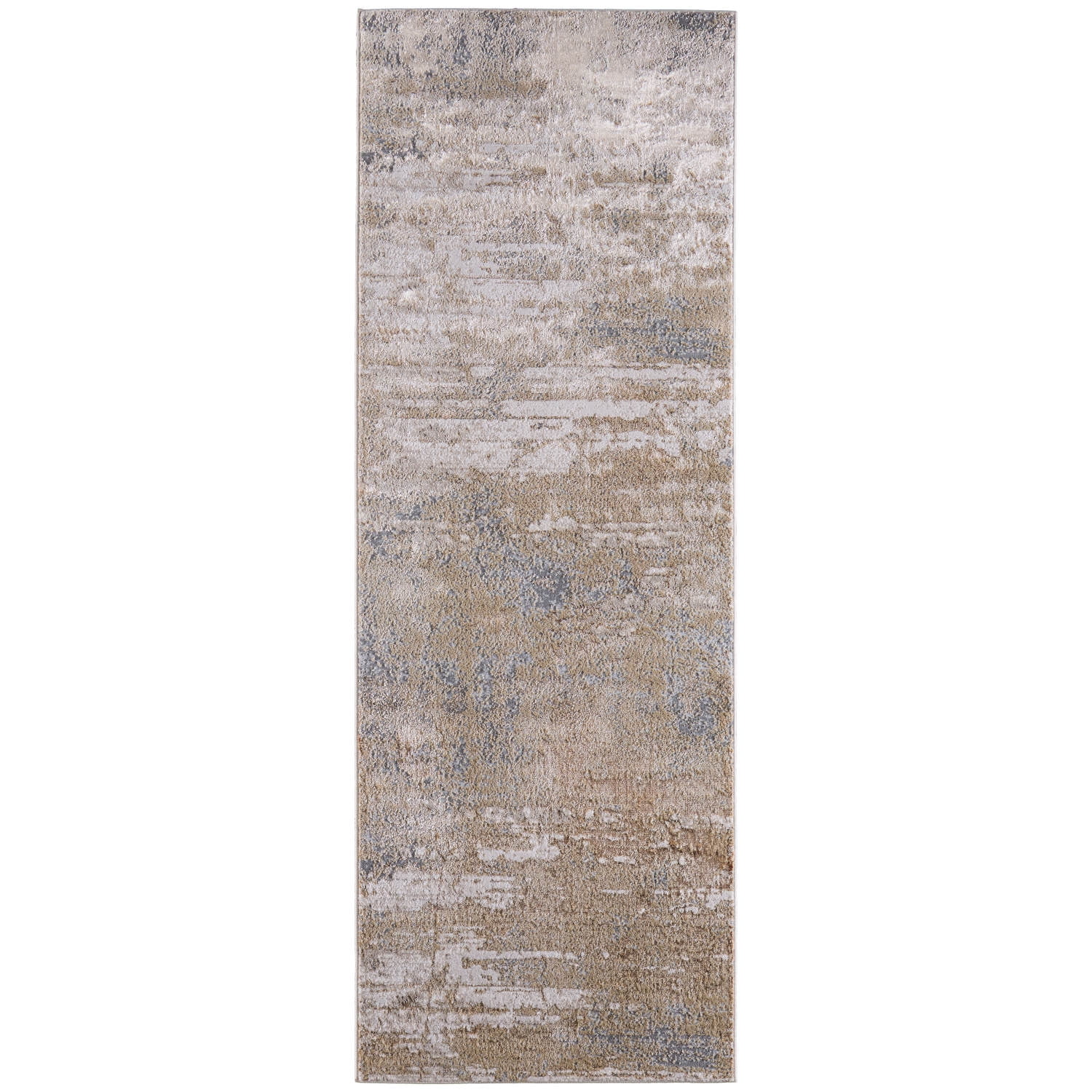 Aura Ivory Gold Gray Synthetic Runner Rug 2'10" x 7'10"