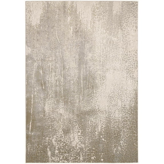 Feizy Aura Modern Abstract, Ivory/Gray/Gold, 1'6" x 1'6" Swatch Easy Care Stain Resistant Fade Resistant Industrial Gradient & Ombre Floor Rug for Living room Bedroom