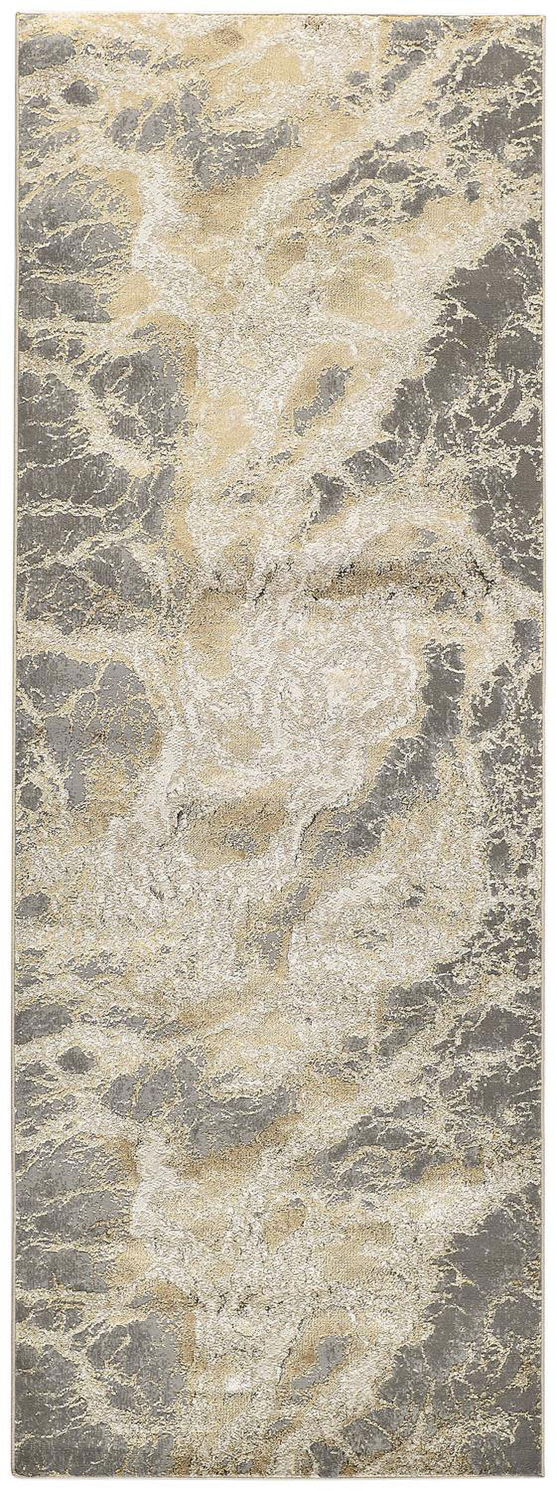 Aura Gray and Beige Abstract Runner Rug 2'10" x 7'10"