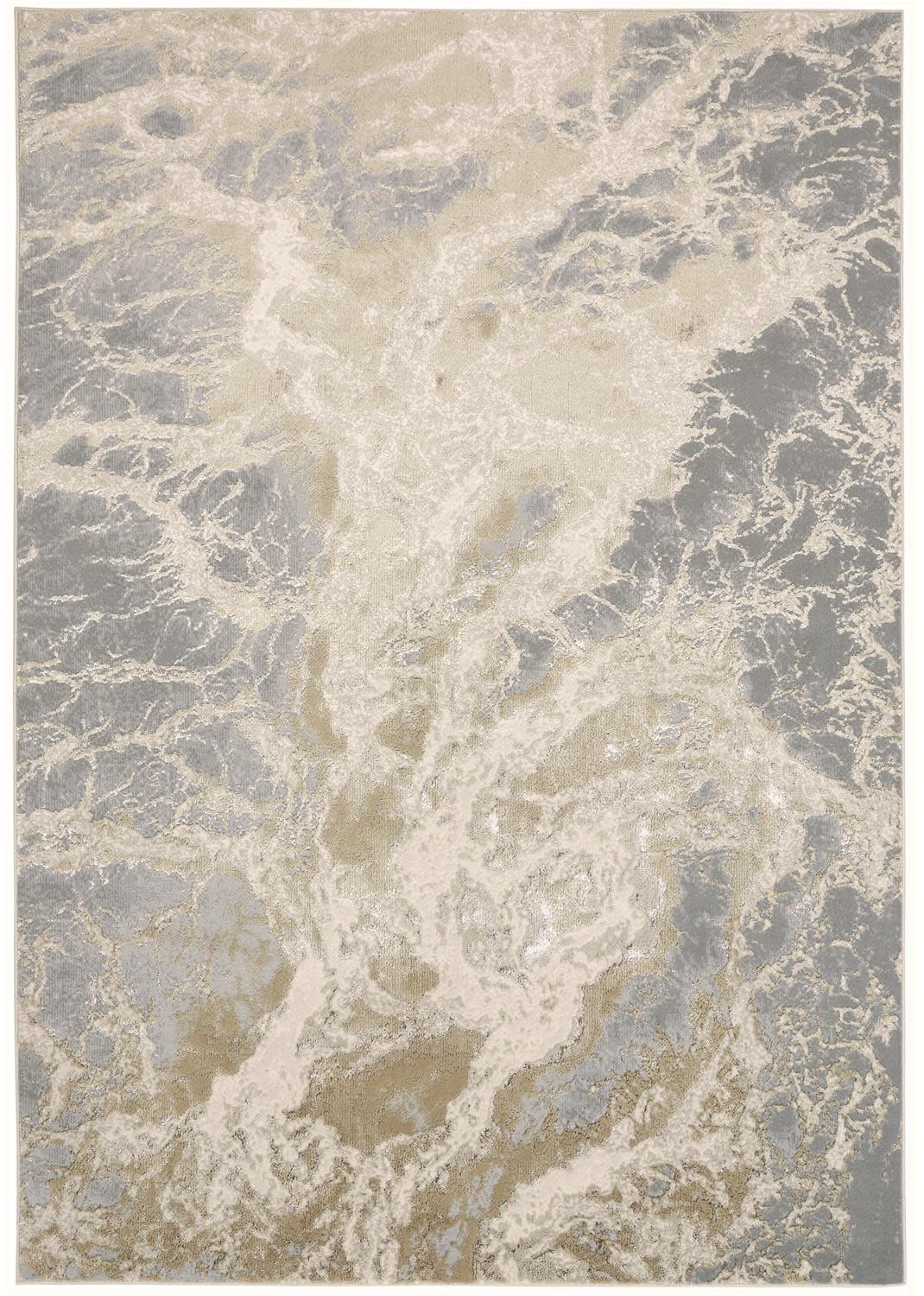 Aura Beige and Gray Abstract Rectangular Area Rug