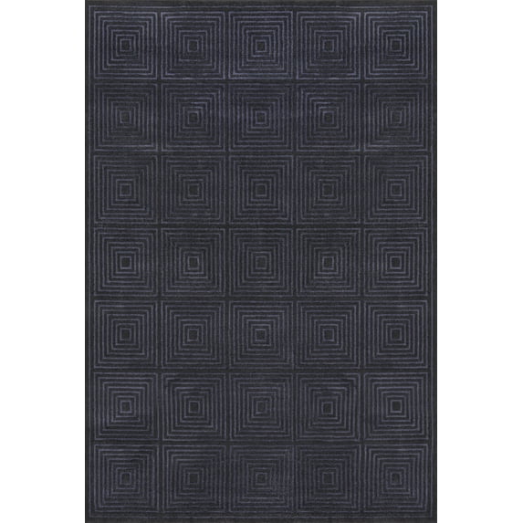 Feizy Azeri Transitional Geometric, Black/Purple, 7'10" x 11' Area Rug Sheen Fade Resistant Global Design Carpet for Living Dining Bed Room